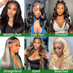 13x6 Lace Frontal Body Wave Human Hair Wigs With Natrual Color Pre Plucked 13x4 HD Transparent Lace Front Wig for Women