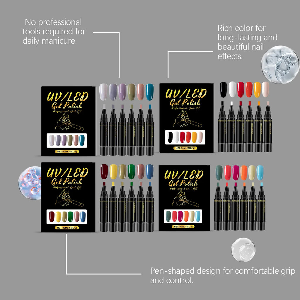 DIY Nail Polish Kit Nail Art Pens Long Lasting Vibrant Colors Nails Draw Design Waterproof Safty Easy To Use For Beginner DIY