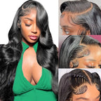 13x6 Lace Frontal Body Wave Human Hair Wigs With Natrual Color Pre Plucked 13x4 HD Transparent Lace Front Wig for Women