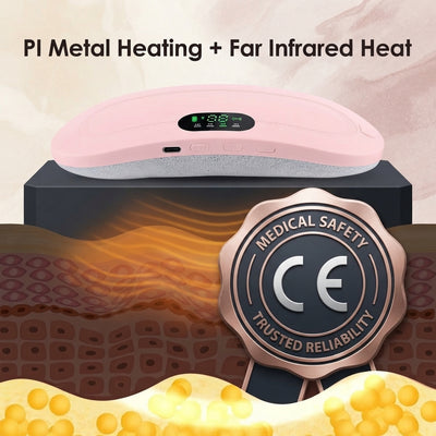 A professional CE certification badge with a clean design, symbolizing trust and safety for a medical pain relief device.